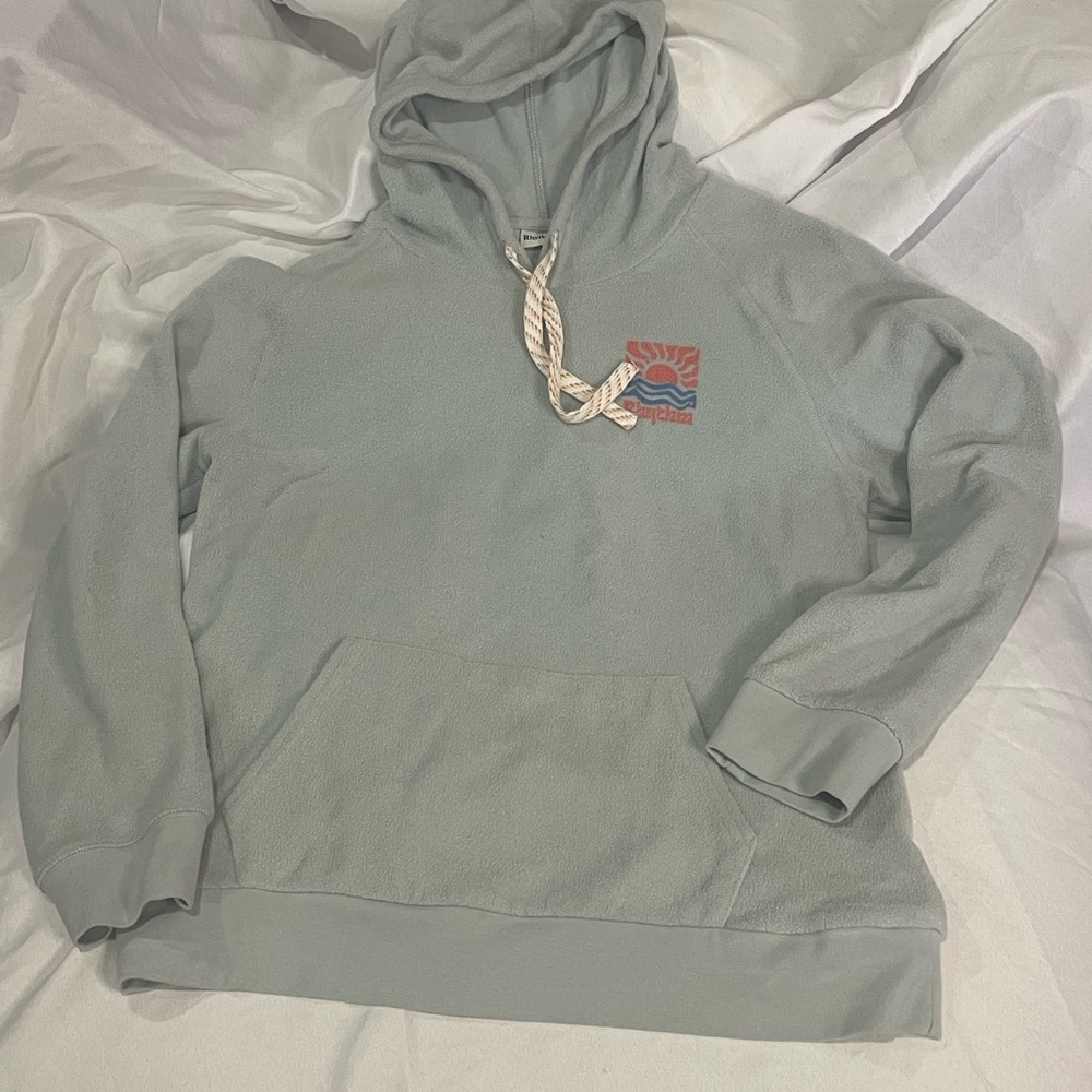 Blue-Gray Hoodie with Graphic Logo